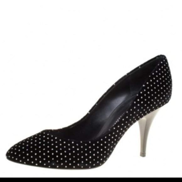 Rare glitter embossed star like dots velvet pumps - Picture 2 of 8